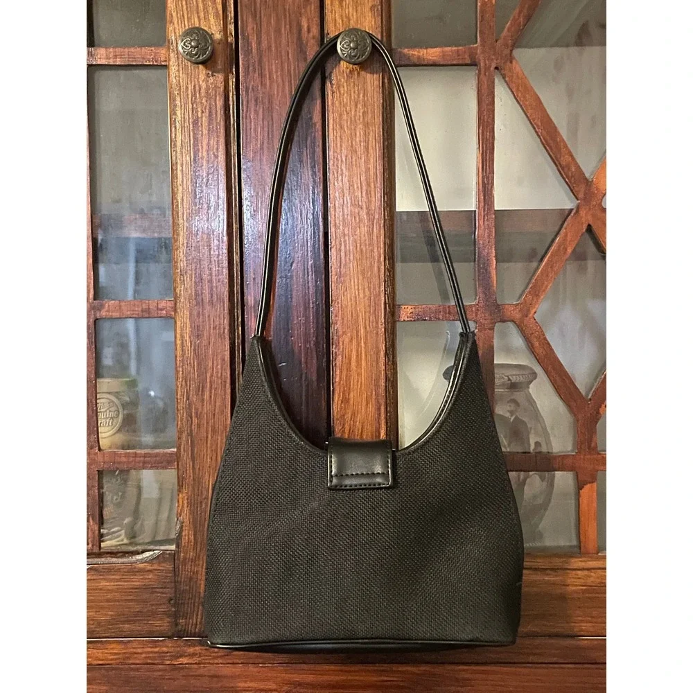 Urban Outfitters Black Shoulder Baguette Small Handbag‎ Silver Buckle
